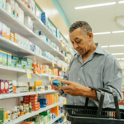 Man shopping for over-the-counter products