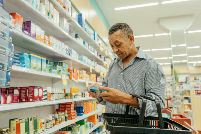 Man shopping for over-the-counter products