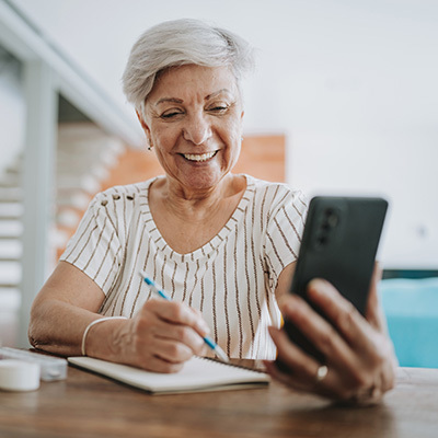 A senior woman on her cellphone