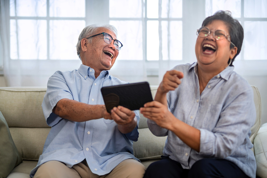 couple laughing