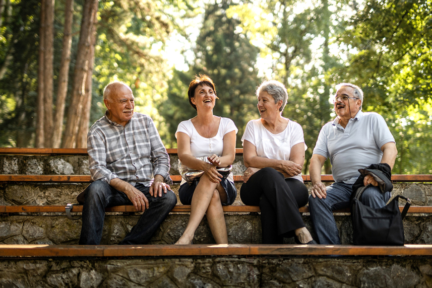 Two men and two women on a bench