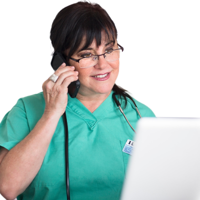 Nurse on the phone with a patient