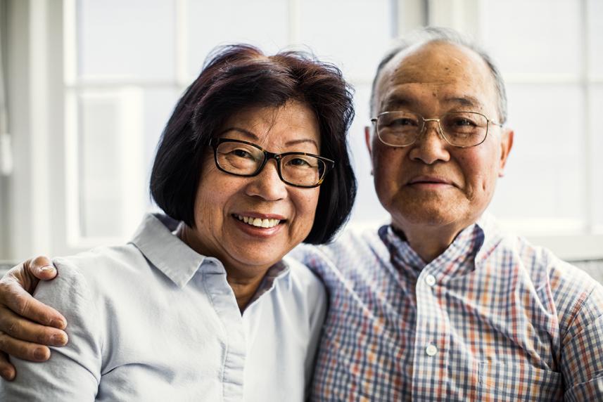 A couple with glasses.