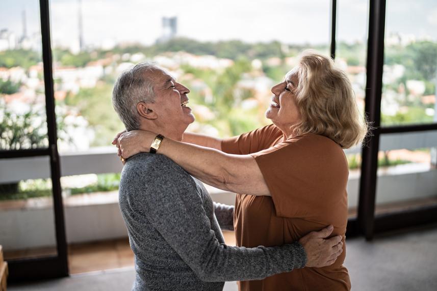 man and woman embracing
