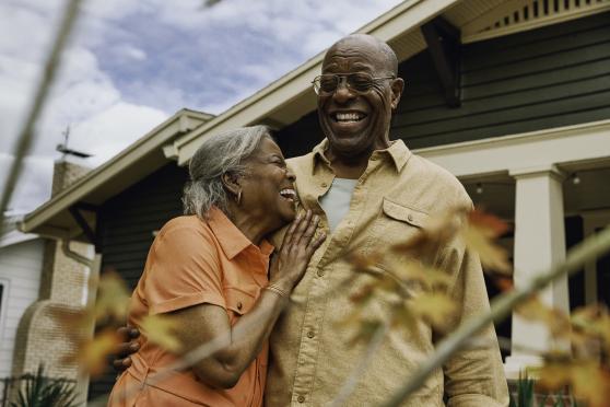 older couple laughing 